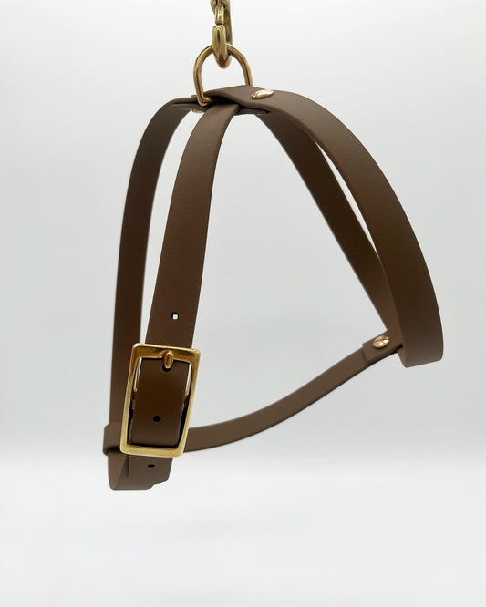 Checkered Chewy Vuitton Collar & Leash - Mocha Brown